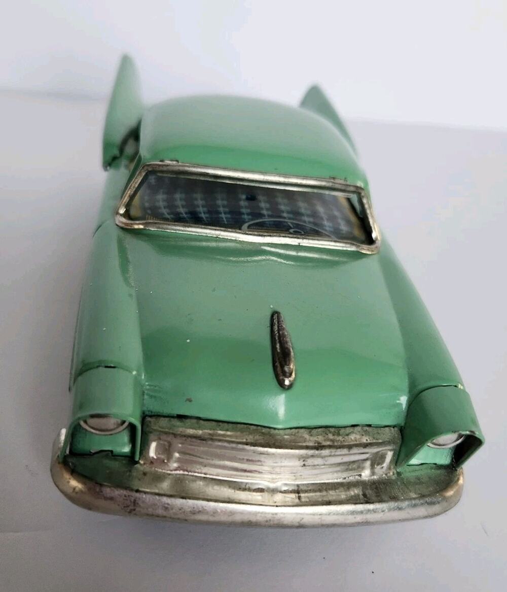 Vintage 50s Alps Japanese Tin Buick Roadmaster Friction Push Car Seafoam Green